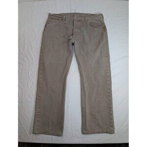 Levis 501 men's size 38 x 32 tan denim jeans straight leg 100% cotton G2